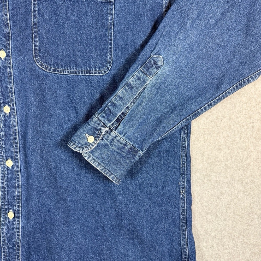 Vintage Chaps Ralph Lauren Shirt Mens XL Blue Denim Oversized Button Up Western - Picture 6 of 12